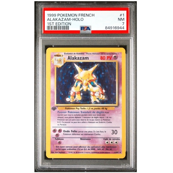 PSA 7 Alakazam Holo Rare NM 3 French Base 1st Edition 1999 Pokemon 84916944 - Picture 1 of 4